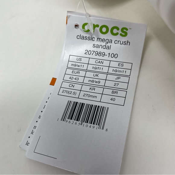 New Crocs Classic Mega Crush Sandal White 207989-100 High Heel Mens 9 Wmns 11 - Picture 6 of 7